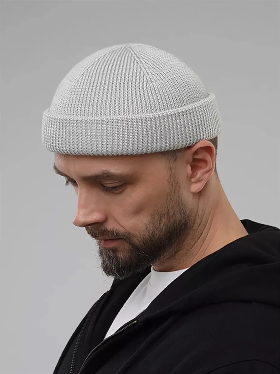 Шапка вязаная серая