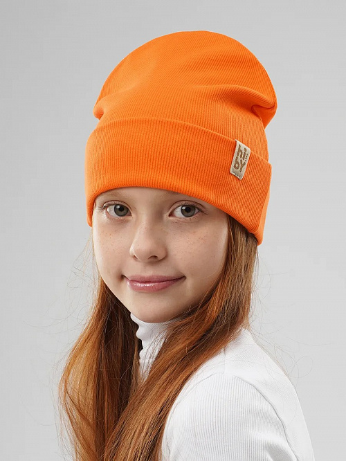 Шапка трикотажная двухслойная оранжевая