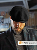Восьмиклинка с ушками, из пальтовой ткани чёрная